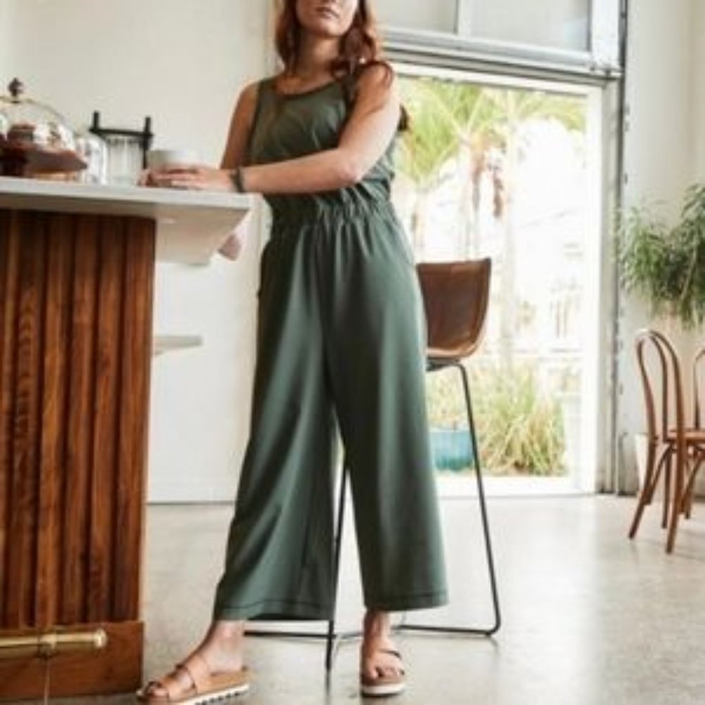 Calia Wideleg Overlap Jumpsuit Olive Green M